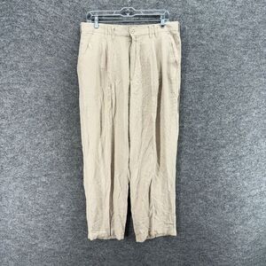 Outback Rider Dress Pants Men 34 Beige Mid Rise Pleated Straight Rayon Pockets